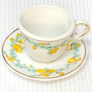 Vintage 1898 Teacup and Saucer Lemons and Ivy